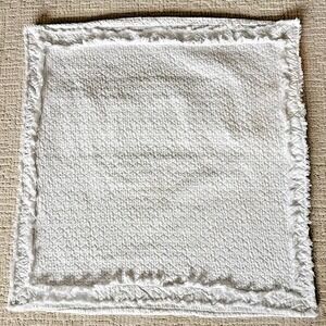 Set of 2 Crate & Barrel Organic Cotton Euro Pillow Shams 26x26 White Fringe